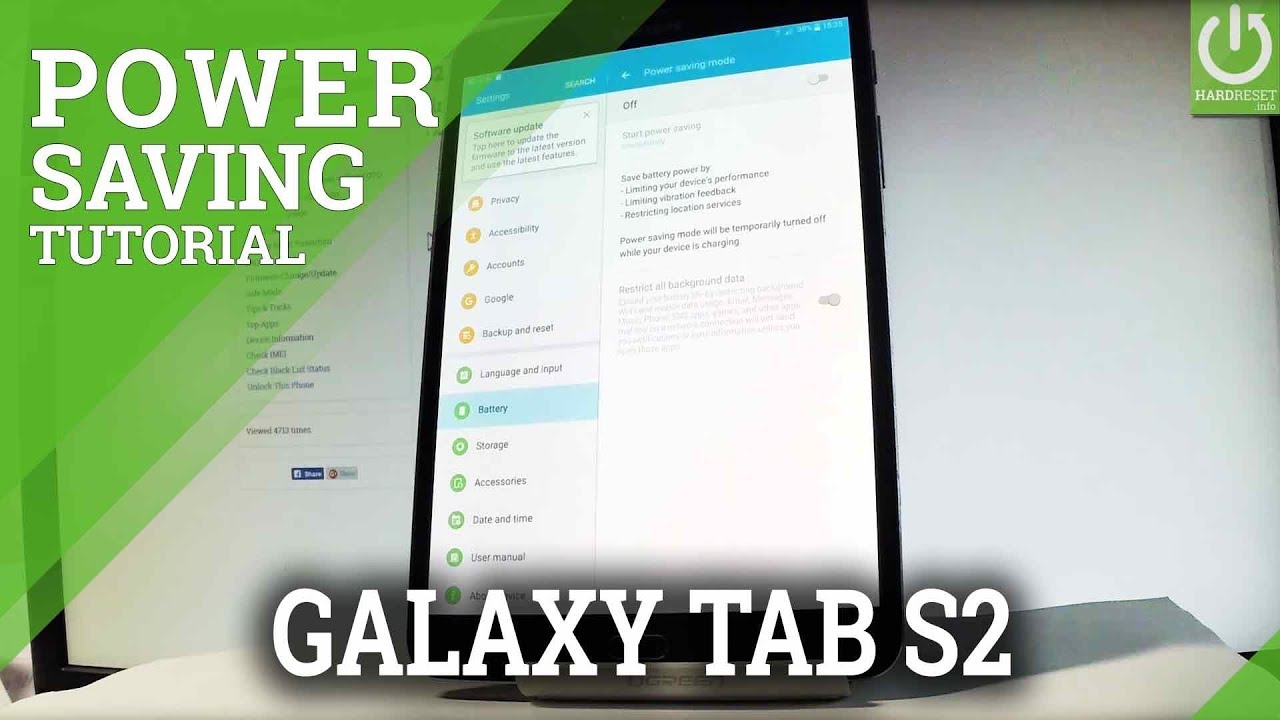 Enable Battery Saving In Samsung Galaxy Tab S2 Low Power