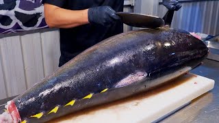 World's Sharpest Tuna Knife！Superb yellowfin Tuna cutting skill, Luxurious sashimi \/ 最鋒利的刀！黃鰭鮪魚切割技能