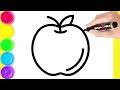 How to draw apple girl dog and flower  drawing tutorial art