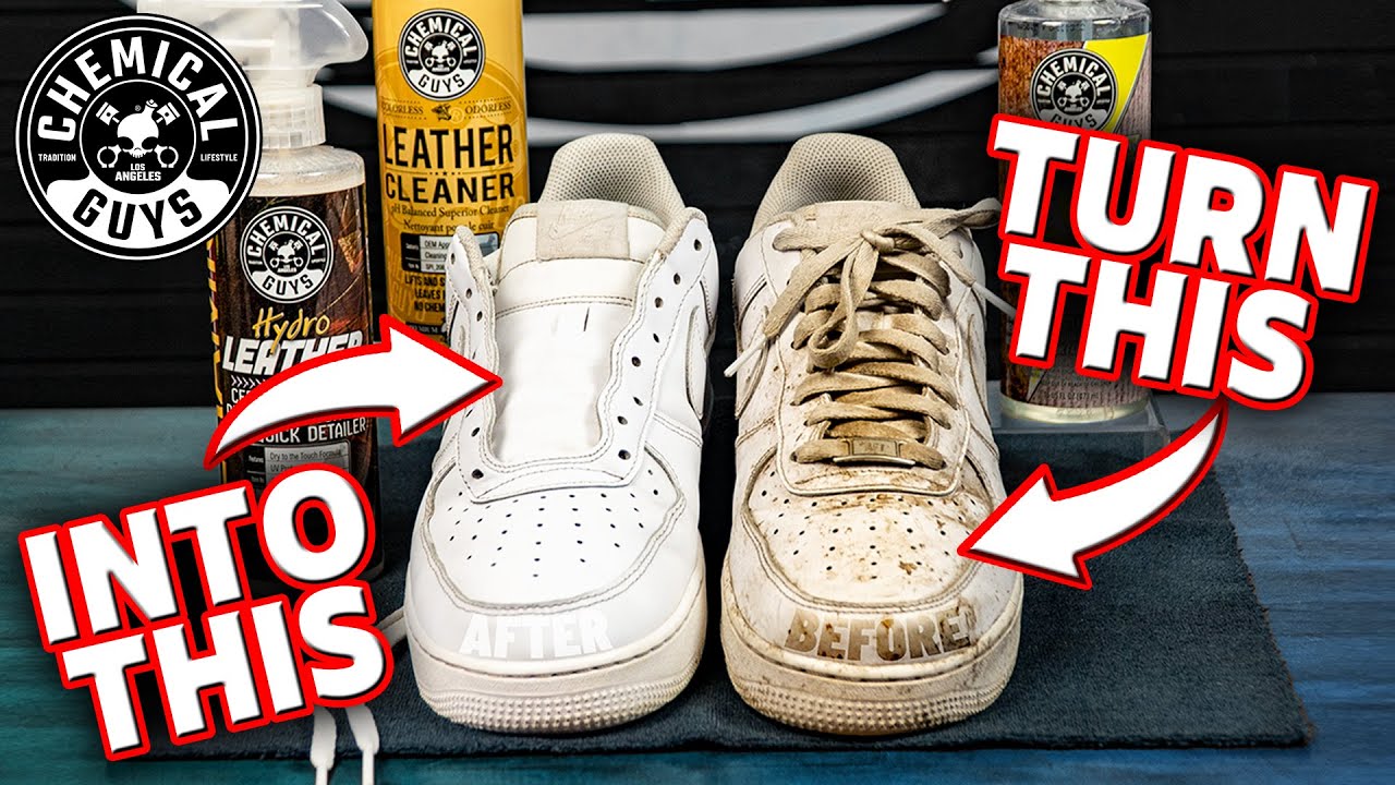 How to Clean Dirty White Shoes! NO BLEACH!! #AIRFORCE1 - Chemical Guys ...