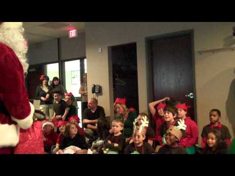 Santa greets his reindeer from Towamensing Elementary School