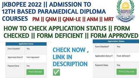JKBOPEE 2022 || ADMISSION TO 12TH BASED PARAMEDICAL DIPLOMA COURSES || PM,GNM,GNM-LE,ANM,MRT