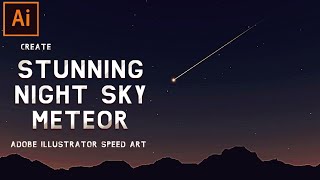 Stunning Night Sky Meteor With Stars Illustration - Adobe Illustrator SPEED ART