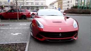 First czech ferrari f12 berlinetta (with ff) - start up, driving,
walkaround