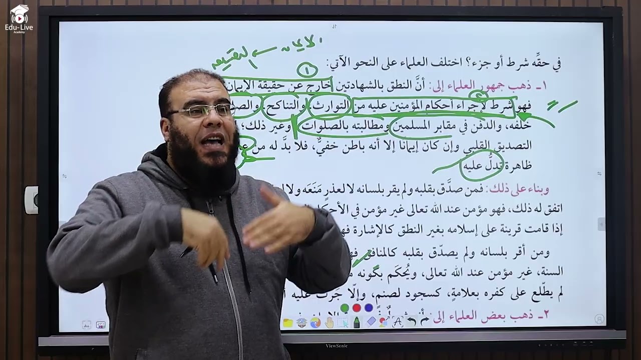 الإيمان والإسلام وحكم النطق بالشهادتين وعلاقة الإيمان بالعمل توحيد أولى ثانوي أزهر