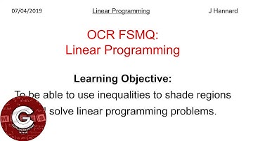 OCR FSMQ Additional Mathematics (New Spec) | Lesson 7: Linear Programming
