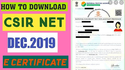 CSIR NET E CERTIFICATE DEC.2019||HOW TO DOWNLOAD