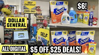 DOLLAR GENERAL ALL DIGITAL $5 OFF $25 Scott Deals 🧻| Stacking Savings with DG GO! Self Checkout! 🙌🏽