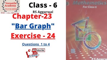 Class - 6| Chapter - 24  |"Bar Graph" | RS Aggarwal |Exercise-24 Questions 1 to 4|