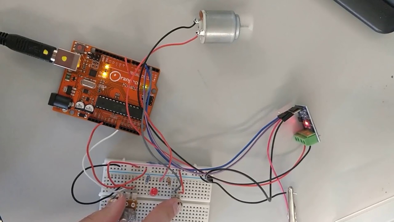 Experimenting with Arduino and DC motor, potentiometer, push button and ...