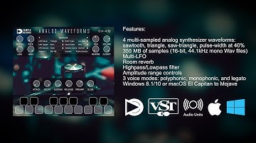 Analog Waveforms Free 64-bit VST/AU plugin instrument for Windows and macOS