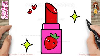 How To Draw A Cute Strawberry Lipstick For Kids And Toddlers