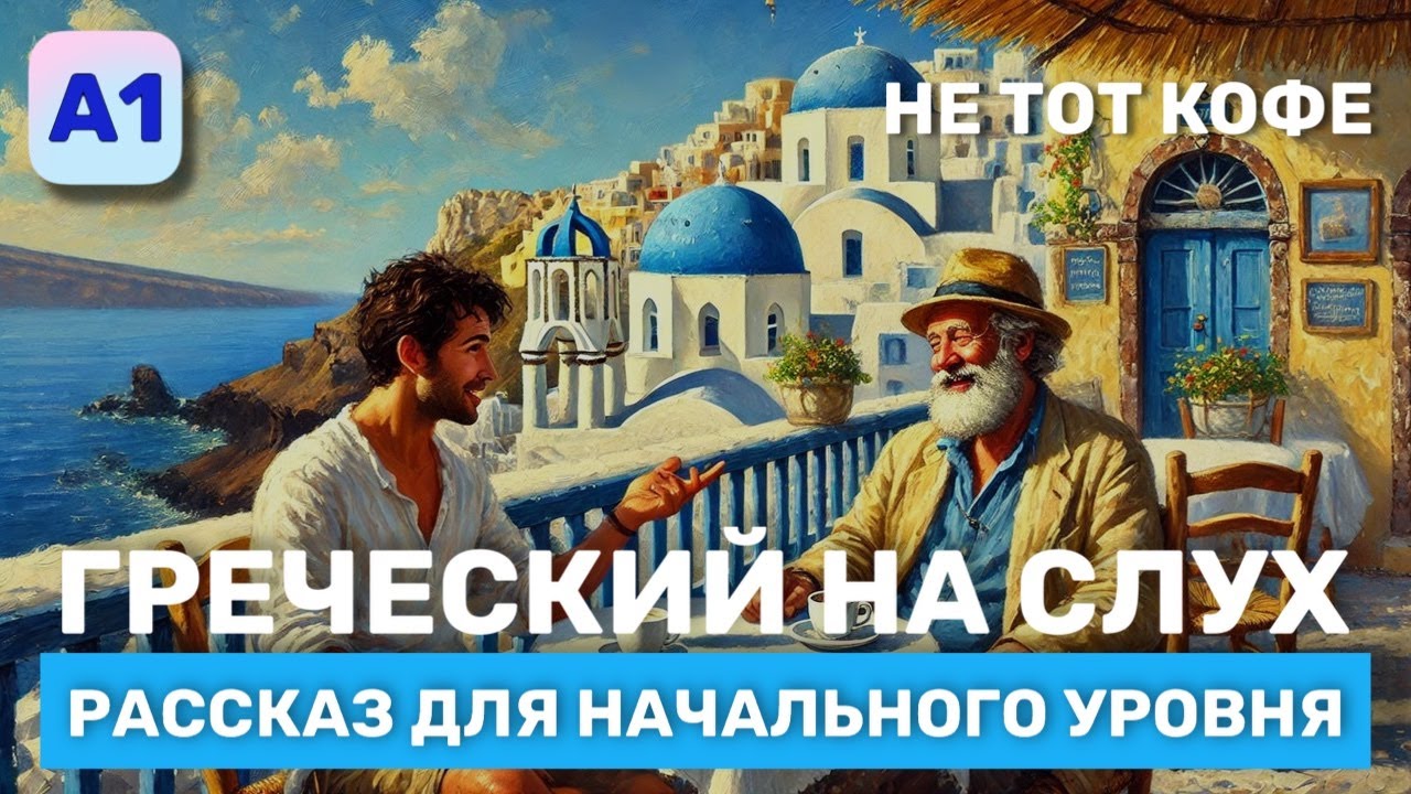 Греческий на Слух. Рассказ начального Уровня (А1)🎧. Не тот кофе.