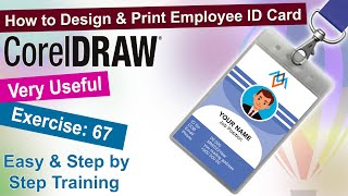 كيفية تصميم وطباعة بطاقة تعريف الموظف في برنامج CorelDraw تمرين رقم 67 | دروس تعليمية لـ CorelDra... screenshot 3