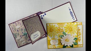 Flip Flap Karte mit dem Set 'Charmante Gänseblümchen' und selbstgestempeltem Designerpapier