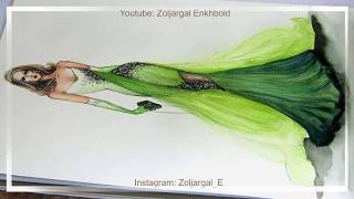 Soft Ombre Gown - Fashion Illustration painting screenshot 4