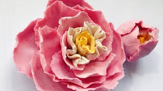 How to make an abstract peony from a sculpting mass Большой абстрактный пион из соленого теста.