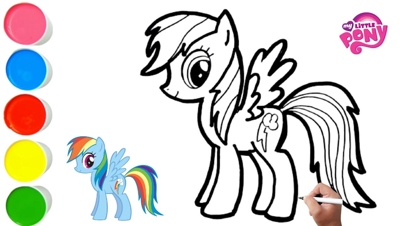 How to Draw RAINBOW DASH - My Little Pony Coloring Pages for Kids 