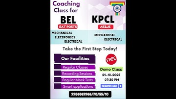 FREE Demo Session | Coaching class for BEl and KPCL | Register Now #belapplyonline #kpcl