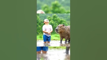 CAPYBARA TẮM MƯA #capybara #funny #cute #chicken #animals #tintuc #ai #カピバラさん #duet