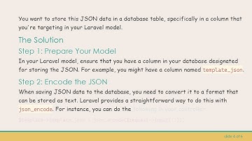 How to Store JSON Code in a Database Table Column in Laravel