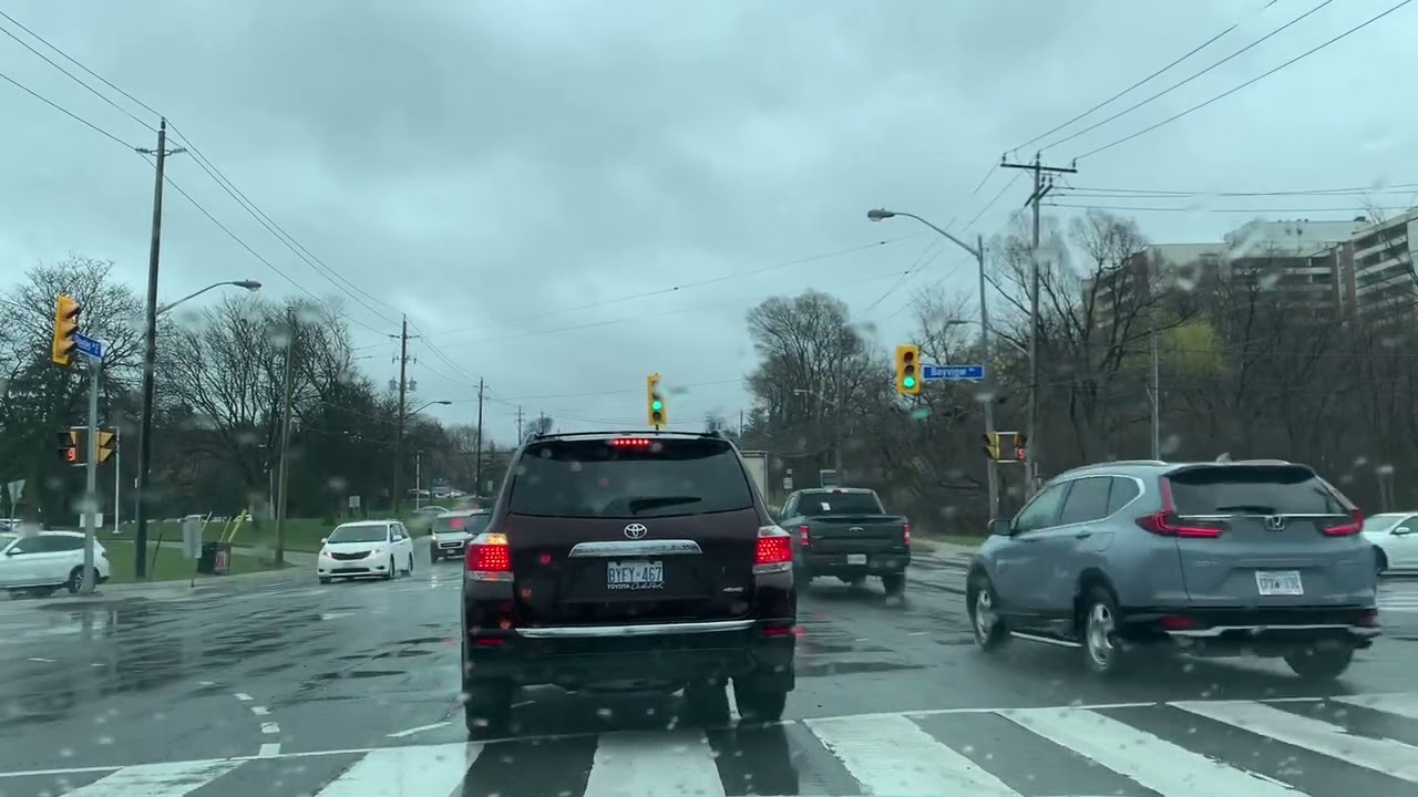 Toronto - Driving North York, Markham - Rain Drive - Canada