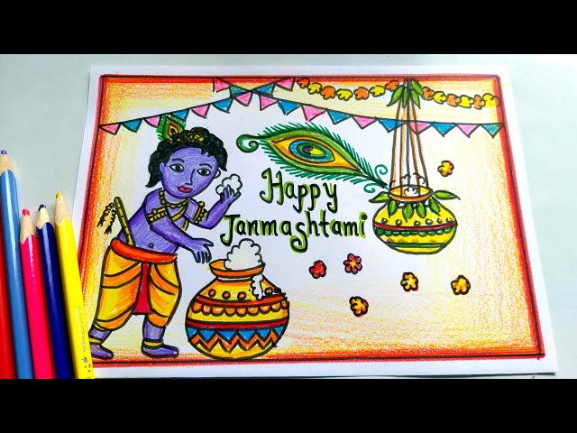 KRISHNA DRAWING STEP BY STEP||HOW TO DRAW KRISHNA||JANMASHTAMI - YouTube