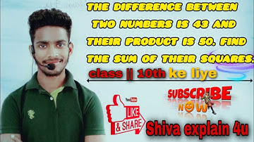 The difference between two numbers is 43 and their product is 50. Find the sum of their squares.