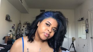 Billie Eilish Inspired Electric Blue roots on natural hair using Olaplex | Thugvil