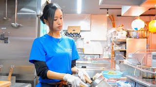 My dream is to expand into the world! A beautiful ramen master. Japanese street food. ラーメン チョンマゲ 美人
