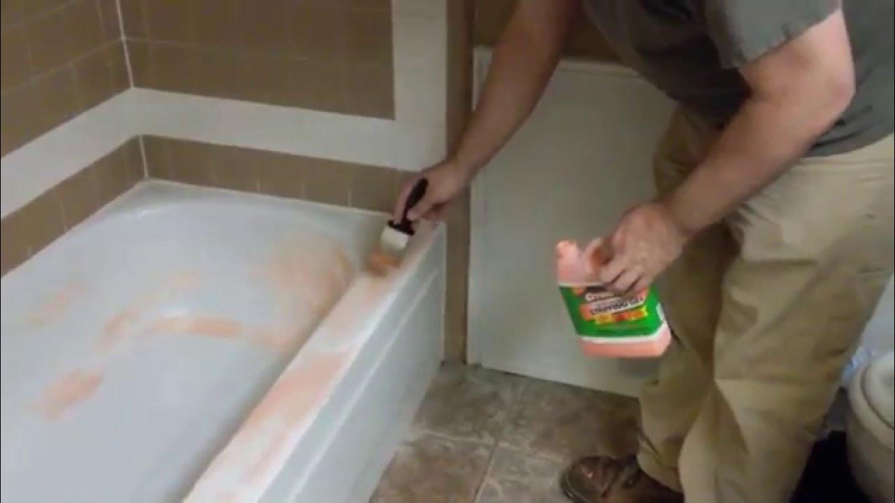 Remove epoxy paint from bathtub with Citristrip 