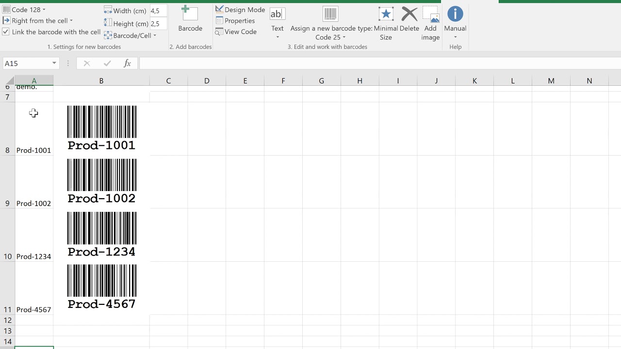 Activebarcode Create Multiple Barcodes From Columns Or Rows In Excel