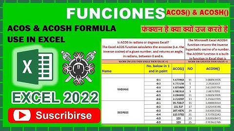 ACOS ACOSH FORMULA IN EXCEL IN HINDI ( ACOS ACOS HOW TO USE  )