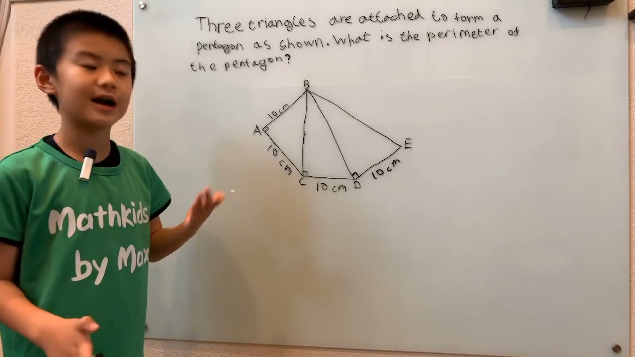 Three triangles are attached to form a pentagon as shown. What is the
