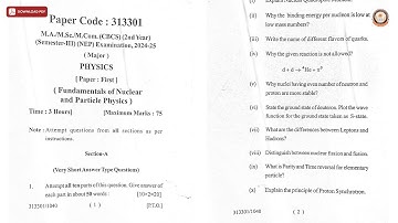MA MSC MCOM 3RD SEM FUNDAMENTALS OF NUCLEAR AND PARTICLE PHYSICS 2025 | MSDSU