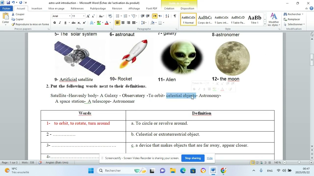 شرح اهم مفردات الوحدة astronomy   لجميع الشعب العلمية والتقنية  #3as
