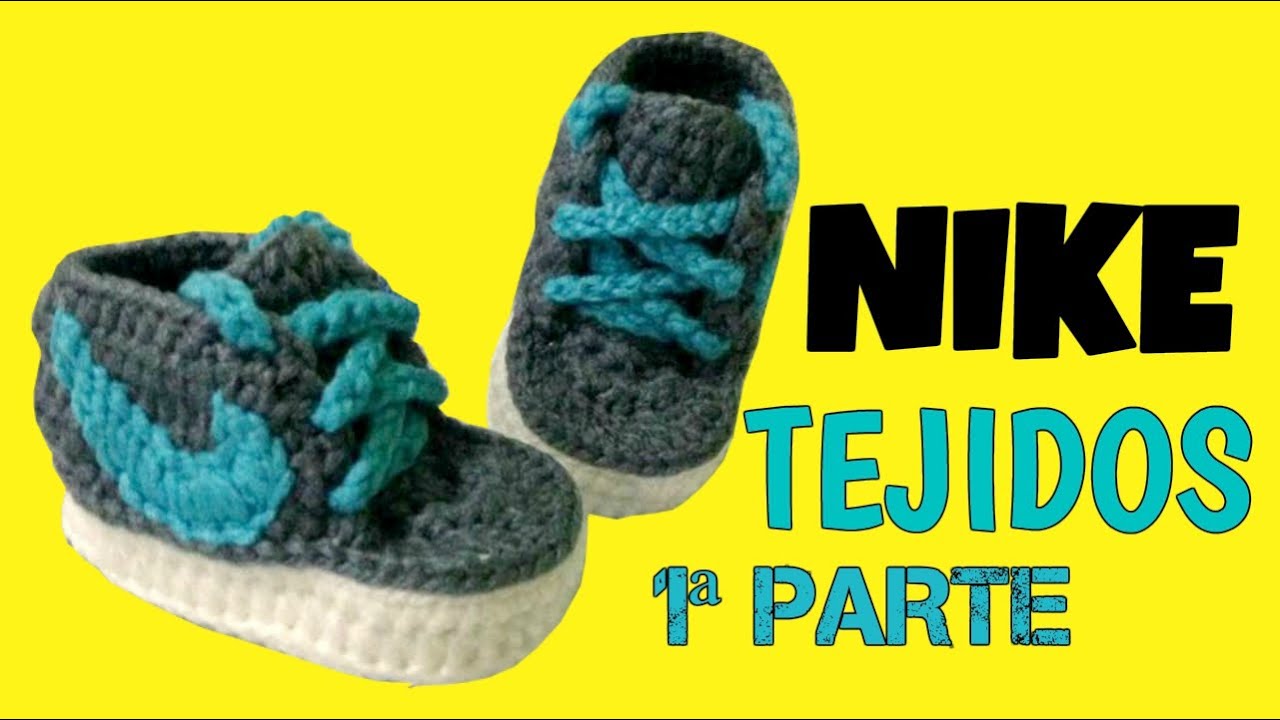 Mejorar Canguro interno Zapatitos Nike tejidos a Crochet talla 3-6 meses | parte 1/2 - YouTube