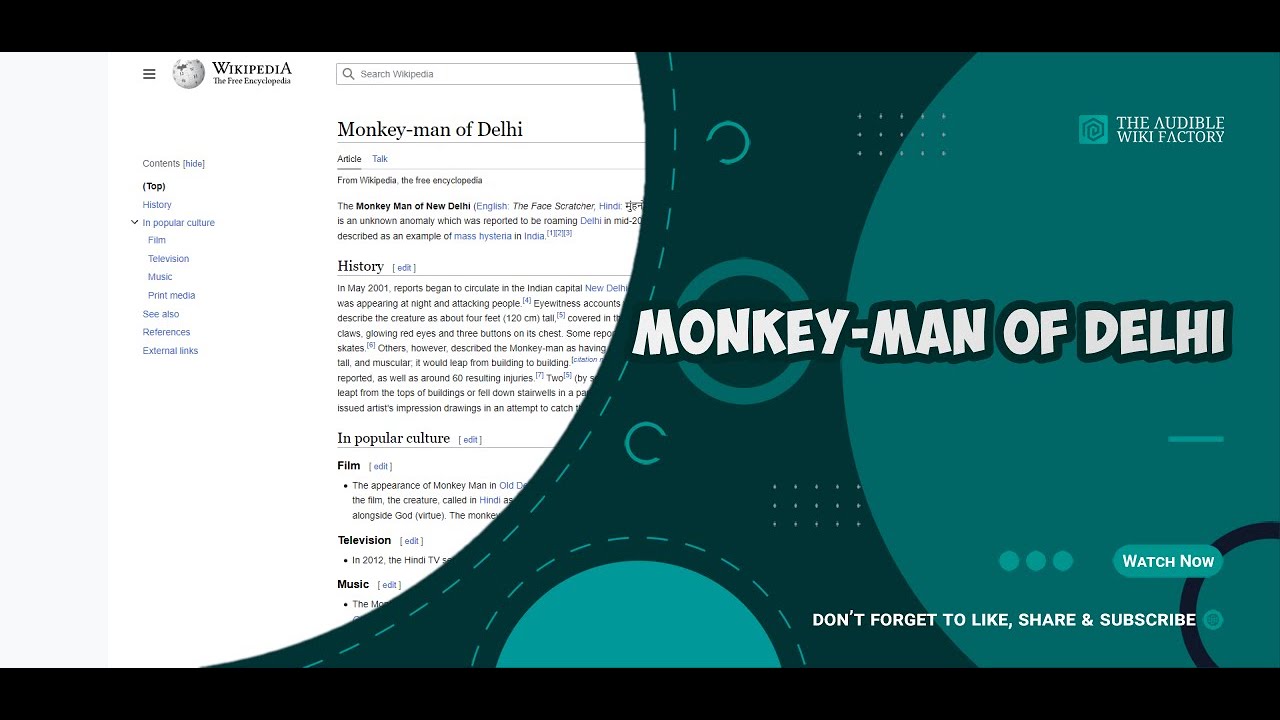 The Monkey Man of New Delhi aka Kaala Bandar is an unknown anomaly which was reported to be