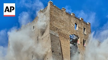 Medieval tower in Rome partially collapses during renovations