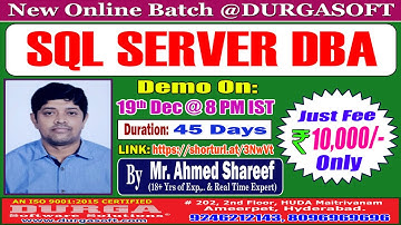 SQL SERVER DBA Online Training @ DURGASOFT