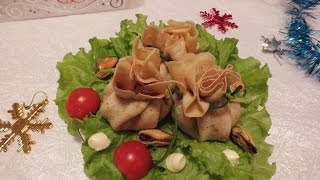 Новогодние рецепты Фаршированные блины с мясом и грибами Новогодние рецепты Фаршированные блины с мясом и грибами