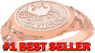 Solid 14k Rose Gold Cancer Zodiac Sign Band Nugget Men's Ring (Size - B07L39M2RN