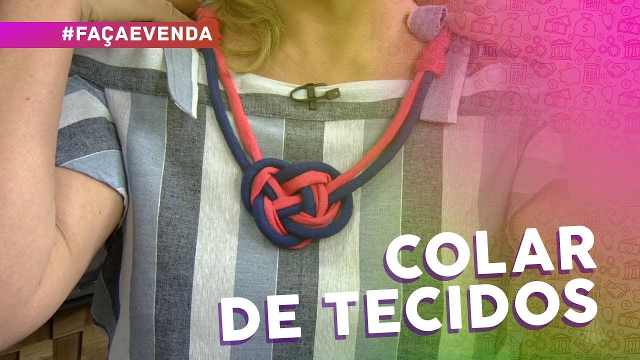 Colar de tecidos com nó de corda por Lígia Ballot