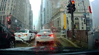 Snowing day in Chicago / driving in downtown Chicago in snow / Chicago 4K #usa #illinois #car