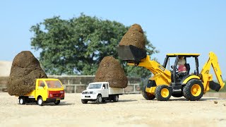 Jcb Fully Loading Cow Potty Mahindra Jivo 245 Di Tractor | Bolero pickup | Mini Ace Truck | CS Toy