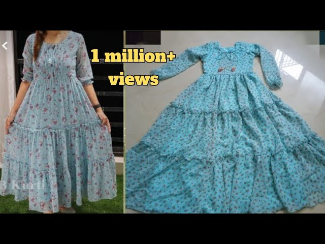 umbrella gown | frill lower kurti cutting stitching | A shape kurti kaise  silte hain - YouTube