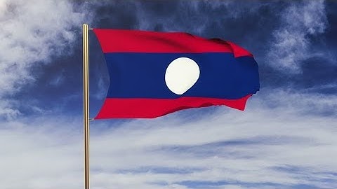 4K Laos flag with cloud waving in the wind. Green screen, alpha matte. Loopable animation Stock