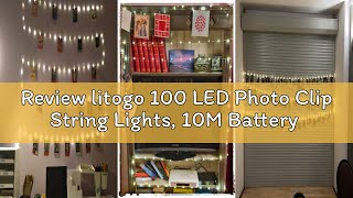 Review litogo 100 LED Photo Clip String Lights, 10M Battery Powered Fairy Lights with 60 Clips Hangi