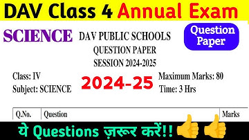 DAV Class 4 Science Annual Exam Question Paper 2025