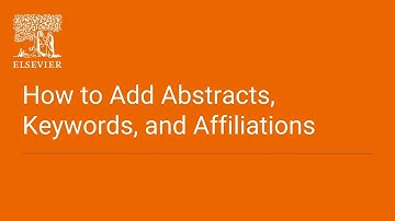 Abstracts, Keywords, Affiliation Video